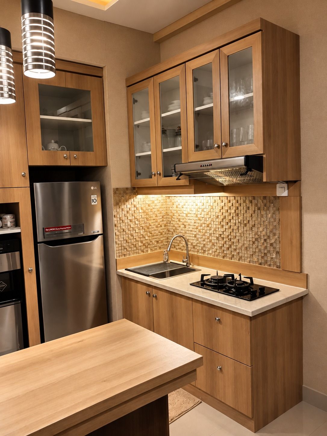 Dapur dengan meja bar kayu, dokumentasi foto 3.